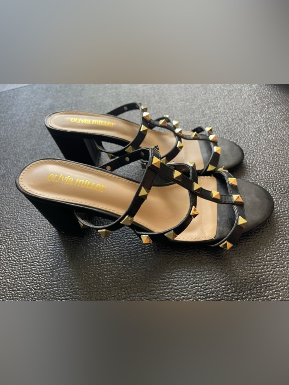 Olivia Miller black studded heals